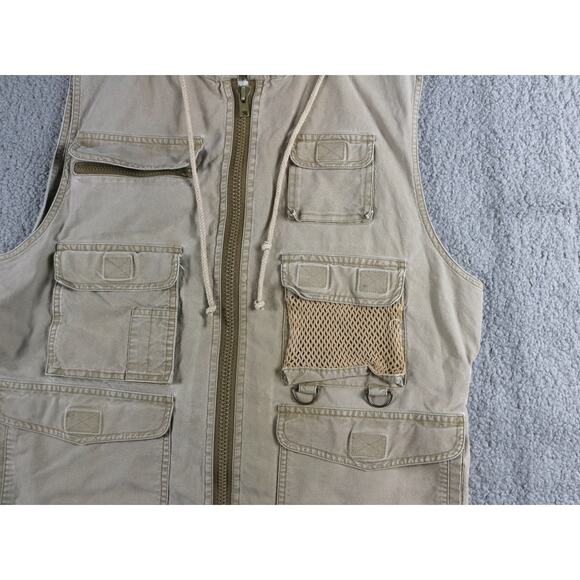 Vintage Banana Republic Vest M Adventure Outfitters Khaki Fishing Hunting Hooded - Picture 4 of 7